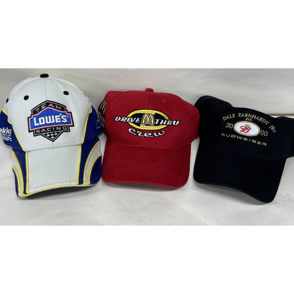 Lot Of 3 NASCAR Hats Johnson Earnhardt McDonald’s NEW